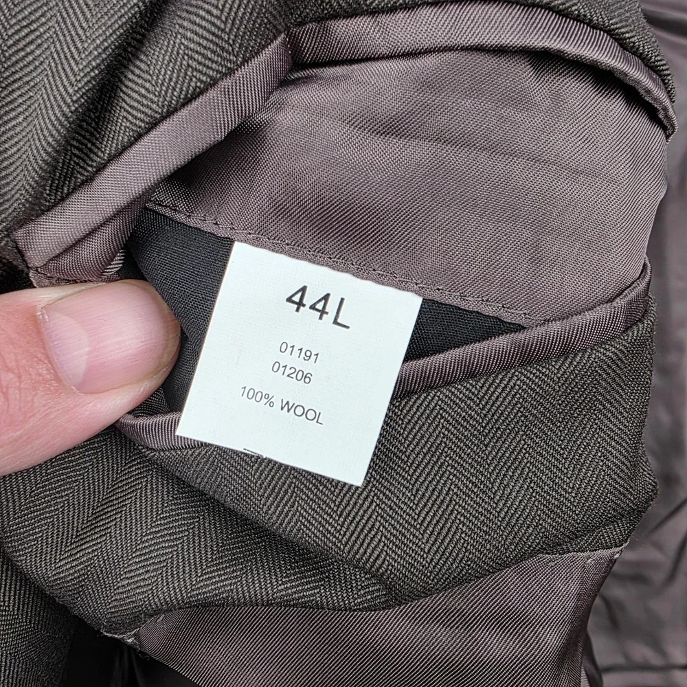 Jos A Bank Signature‎ Mens 44L Two Button Wool Suit Set Brown Herringbone 36x31